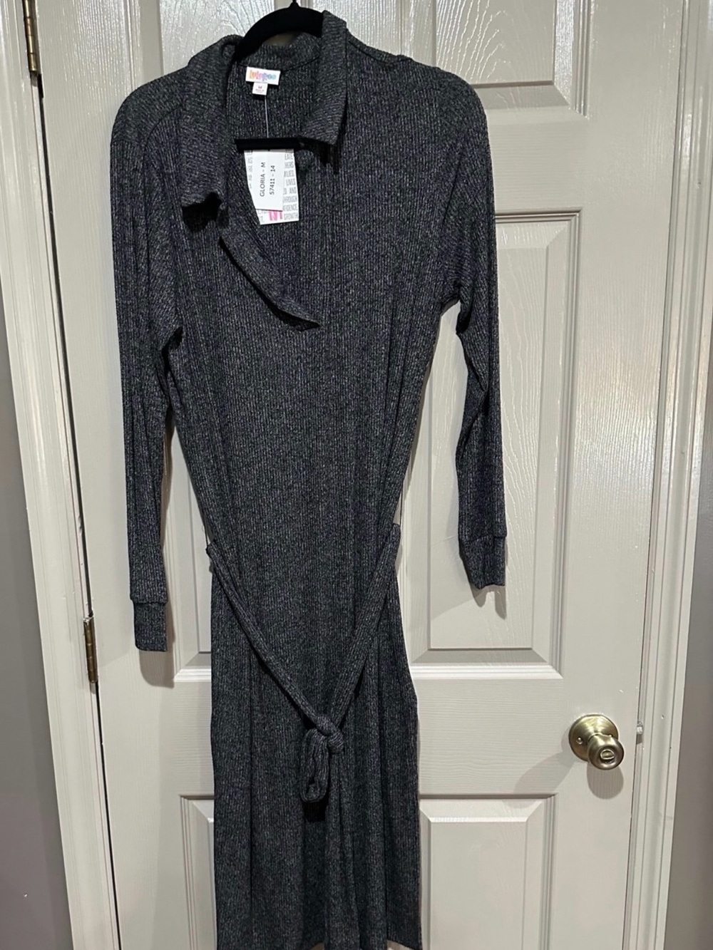 Long Sleeve Gray Knit Wrap Dress by LuLaRoe